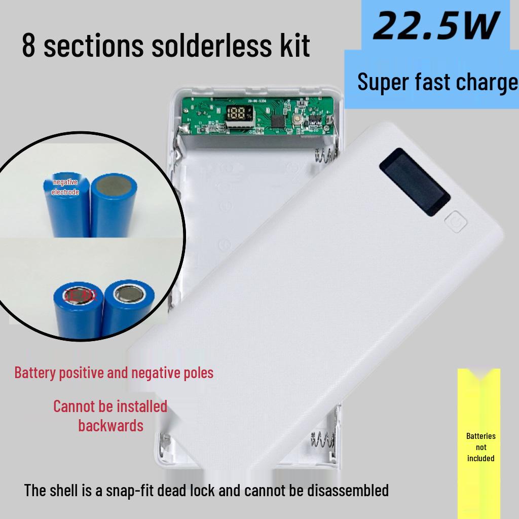 Solderless 8-Cell 18650 Power Bank Shell DIY Kit - Quick Charge Version