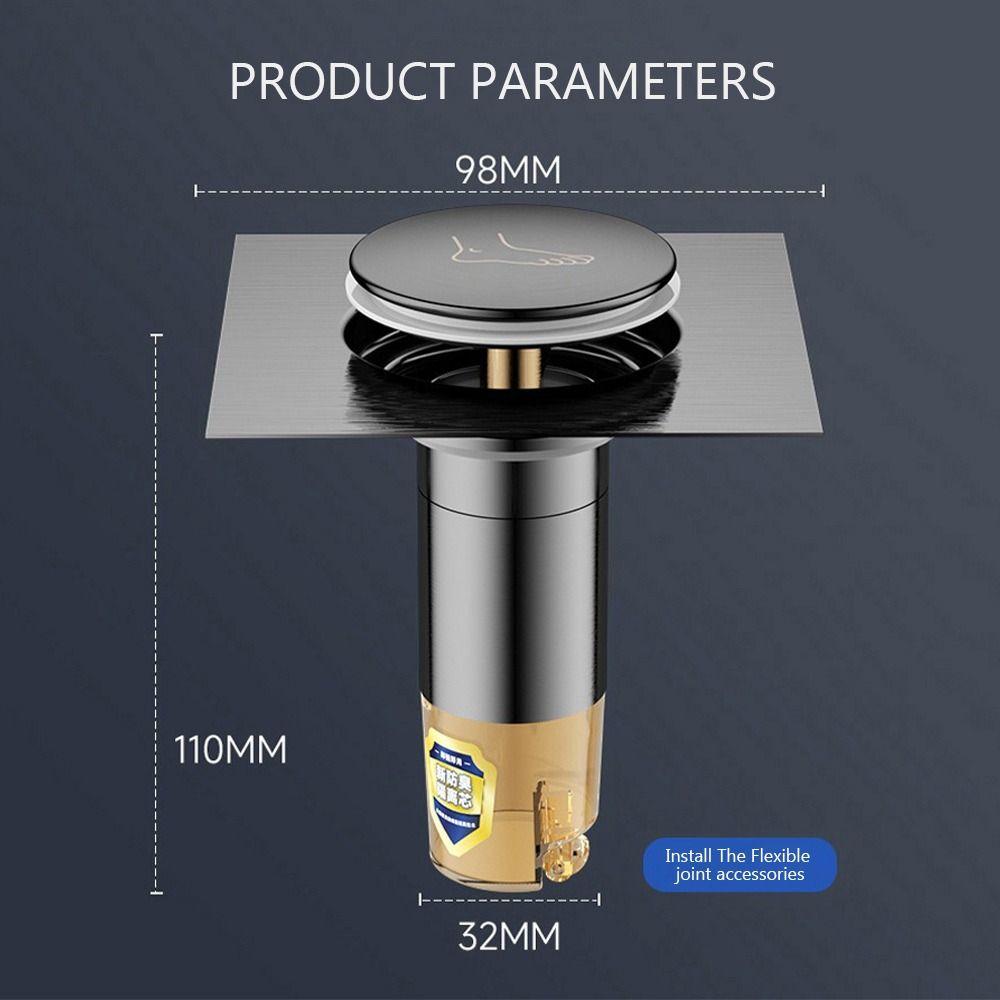 Stainless Steel Press-Type Floor Drain Pedal Type Pop Up Bounce Shower Foot Floor Drain Removable Anti-odor Sewer Floor Strainer