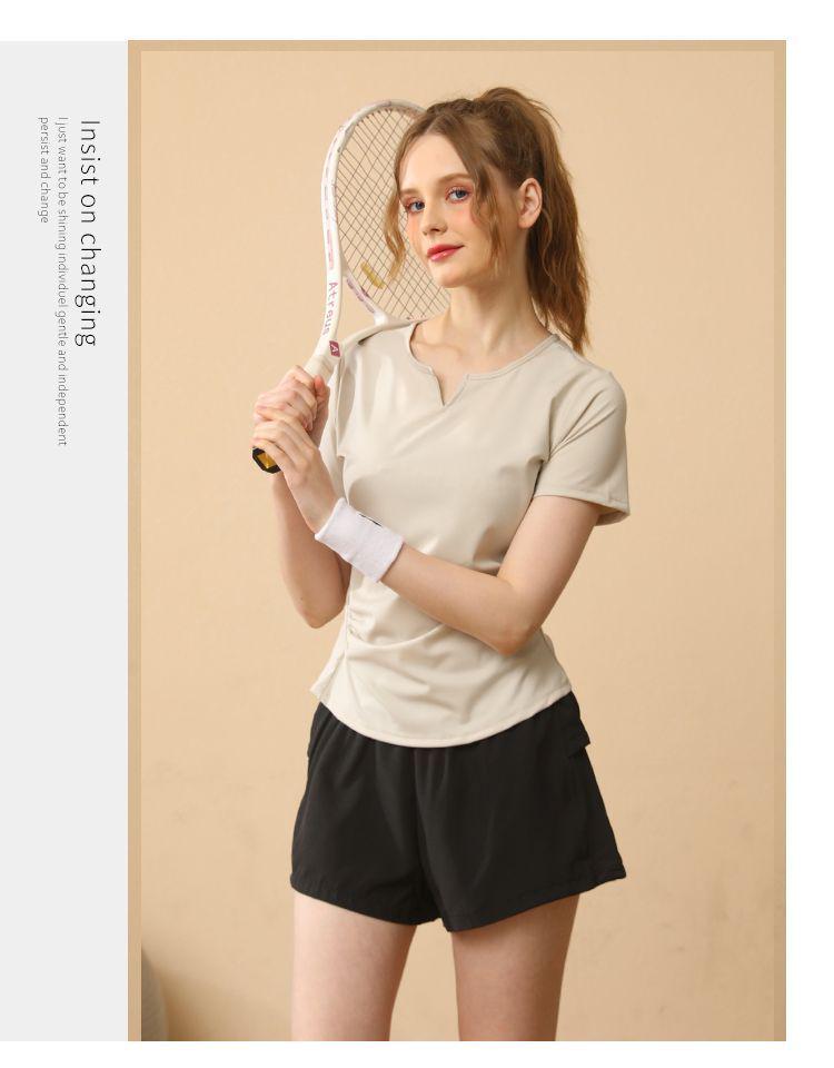 Women's V-Neck Quick-Dry Slim-Fit Sports T-Shirt - Breathable Yoga & Running Top