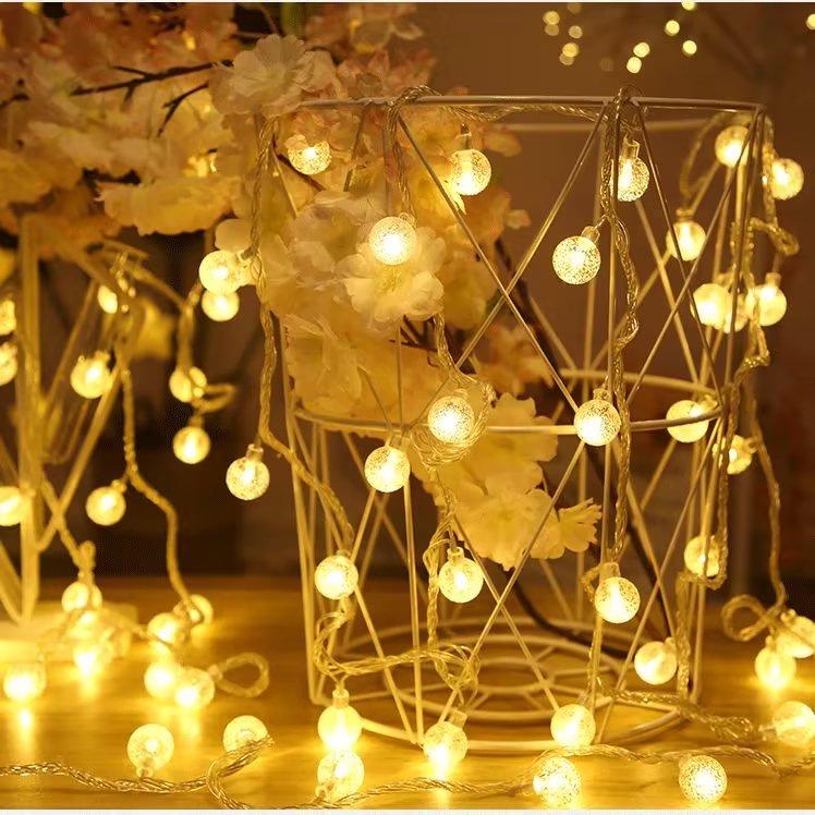Battery-Powered Outdoor LED Crystal Ball String Lights: Colorful, Flashing Decoration for Camping & Christmas