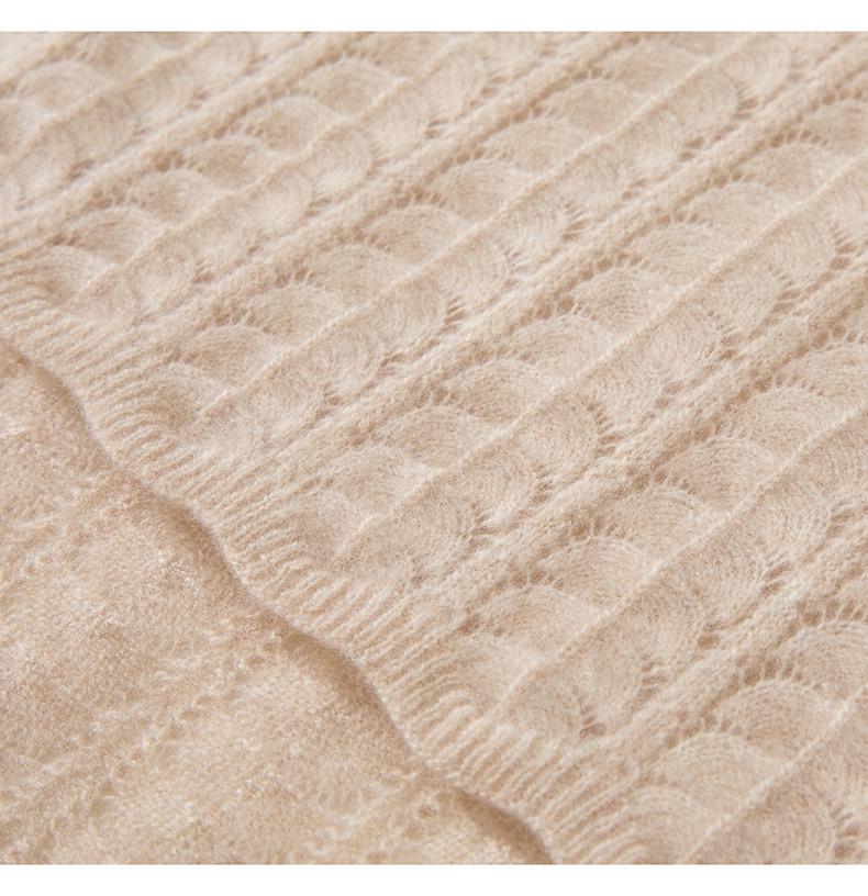 Women's 100% Pure Cashmere Hollow Knit Scarf - Solid Color & Warm