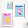 Preppy Color Travel Posters Miami Bondi Palms Ibiza Mykonos Capry Art Print Minimalist Nordic Canvas Painting Living Room Decor