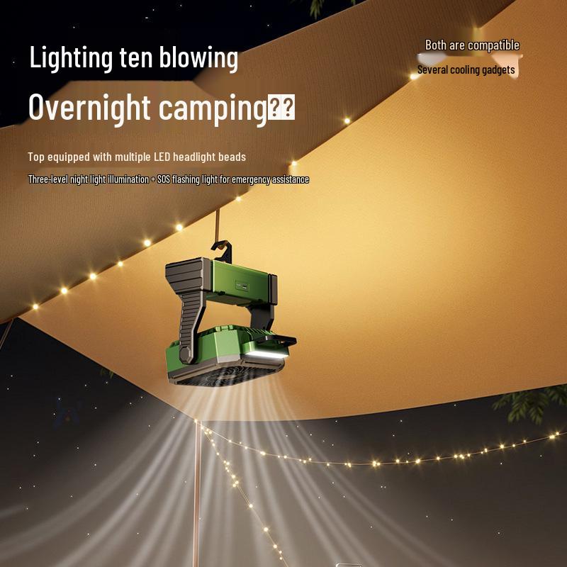 Portable Rechargeable USB Fan with Light for Camping, Outdoor Activities, and Fishing