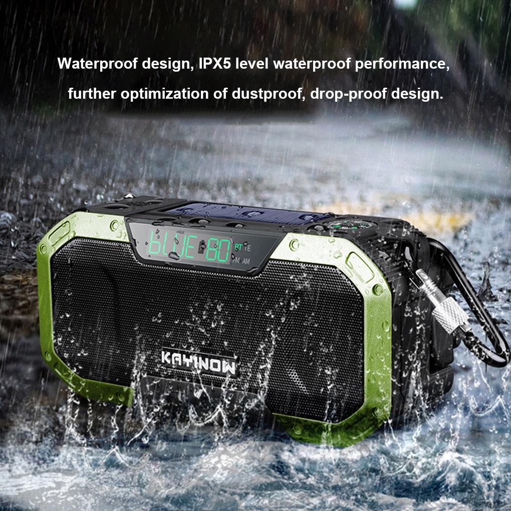 Multi-function FM Radio Outdoor Hand Crank Emergency Radio Waterproof Flashlight Bluetooth-compatible Solar Phone Charger