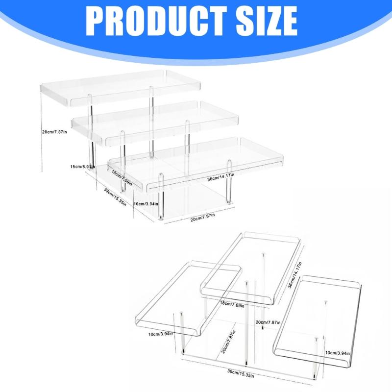 Clear 3 Layer Step Design Serving Tray For Cakes Dessert Display Stable Acrylic Structure Perfect For Celebration Event Home Decors Organizers