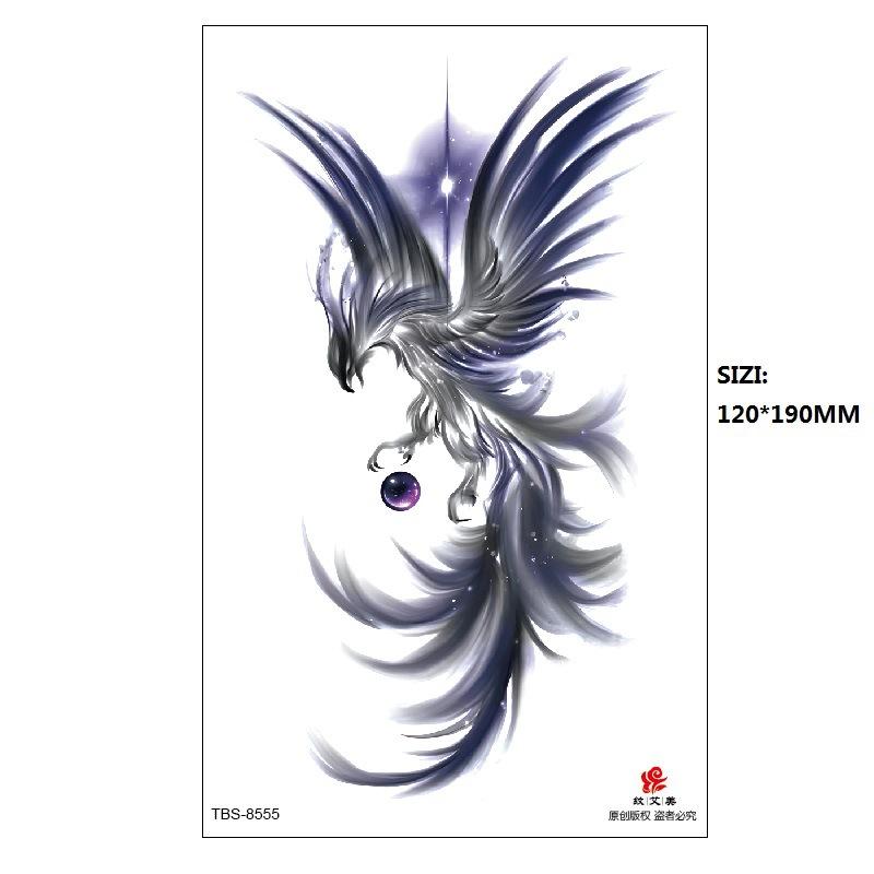 Hand Painted Original Color Flower Fox Phoenix Women'S Simulated Tattoo Water Transfer Tattoo Sticker