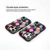 Coque de téléphone à motif floral peint à l'huile pour Apple 14-16, style coréen, et ensemble 2-en-1 pour 15 Pro Max.