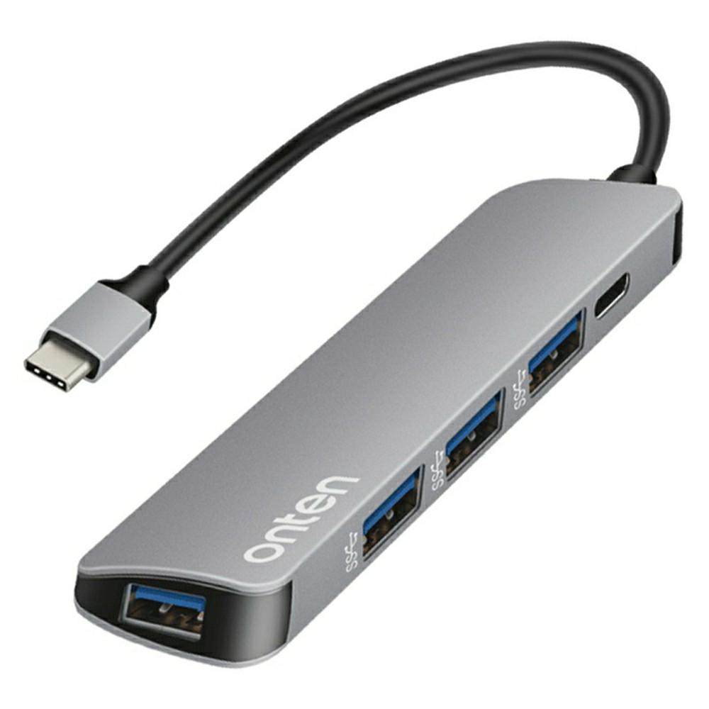 

ONTEN 9602 Type-C to 4 x USB3.0 + PD3.0 Hub 5Gbps High Speed Data Transfer Aluminum Alloy Adapter A