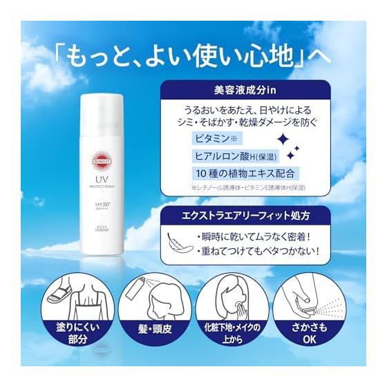 Suncut KOSE Protect UV Spray SPF50+ PA++++ 60g Sunscreen Bonus Included