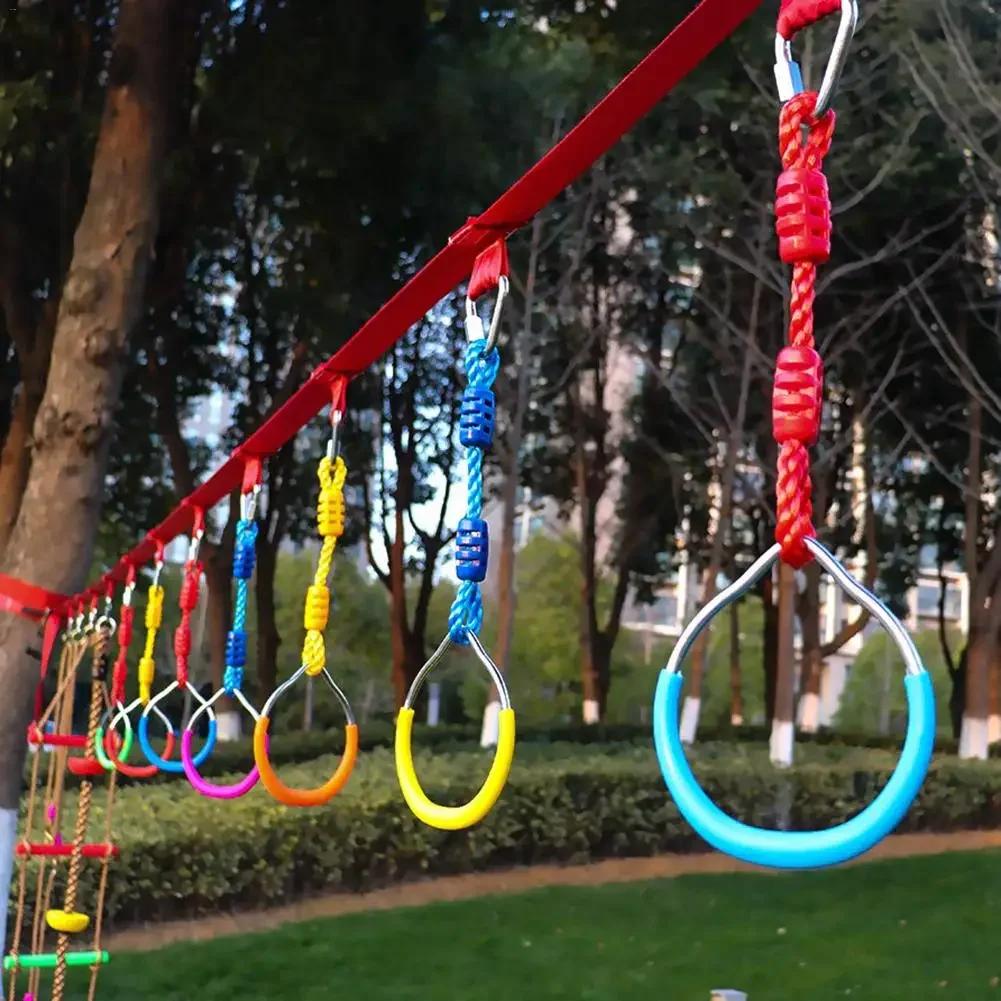 Children's Colored Lifting Rings Outdoor and Indoor Ninja Rope Combination Accessories Aerial Climbing Suspension Ring Rings
