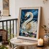 5D DIY Frameless Pearl Painting Swan Pattern Painting Kit, Suitable for Home Living Room Bedroom and Other Wall Decoration Art Paintings