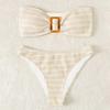 2Pcs/Set Summer Bikini Set Backless Bathing Soft Striped Print Women Swimwear Water