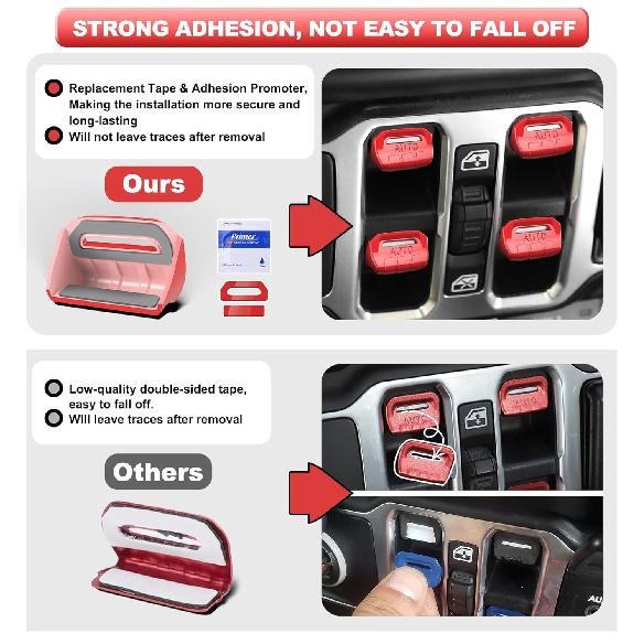 Fits for JL Jeep 4 PCS Upgrade Window Switch Button Cover Compatible with Jeep Wrangler JL JLU 2025 2024      2018 & Gladiator JT -2025 Interior