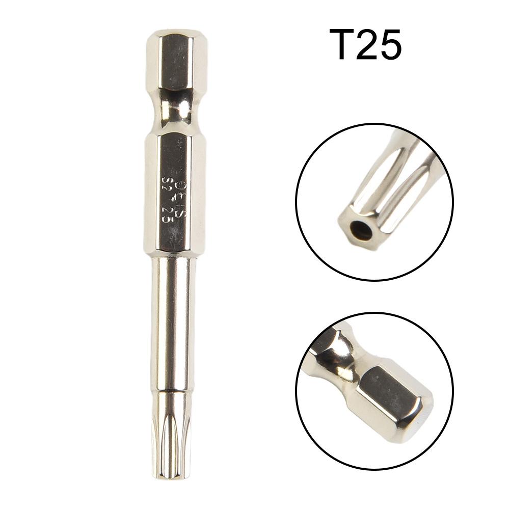 50mm magnetický dutý šroubovák Torx bity 1/4 palcové elektrické šroubováky ze slitinové oceli se šestihrannou stopkou hlava T7-T40