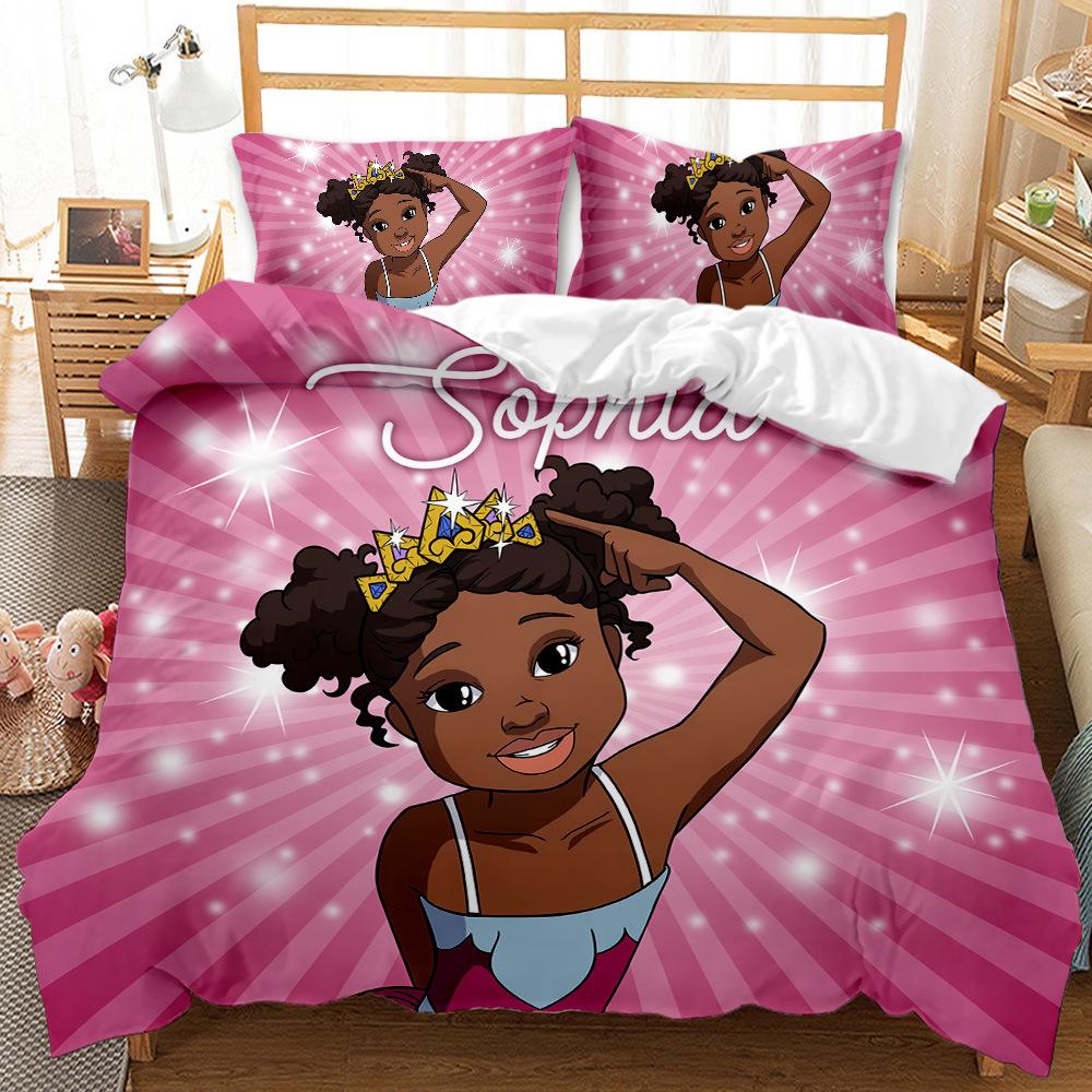 

Black Girl Quilt Cover 3D Digital Print Three-Piece Bedding Kit 90*190