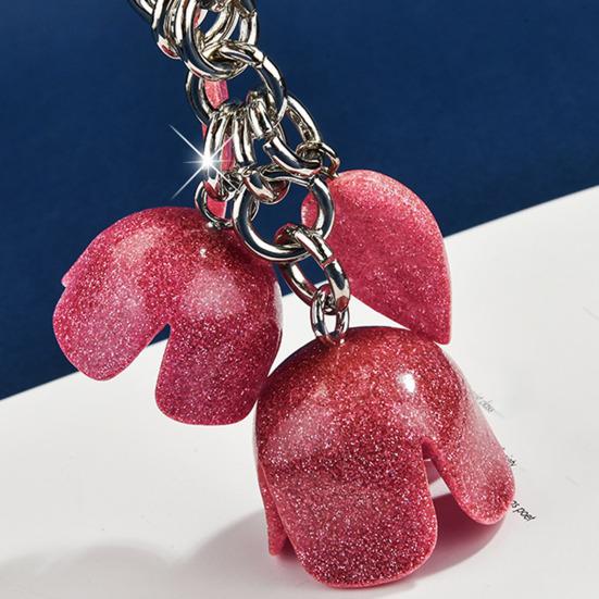 Keychain Pendant Resin Rose Bud Design Key Chain with Lobster Clasp Bag Charm Backpack Pendant Accessory