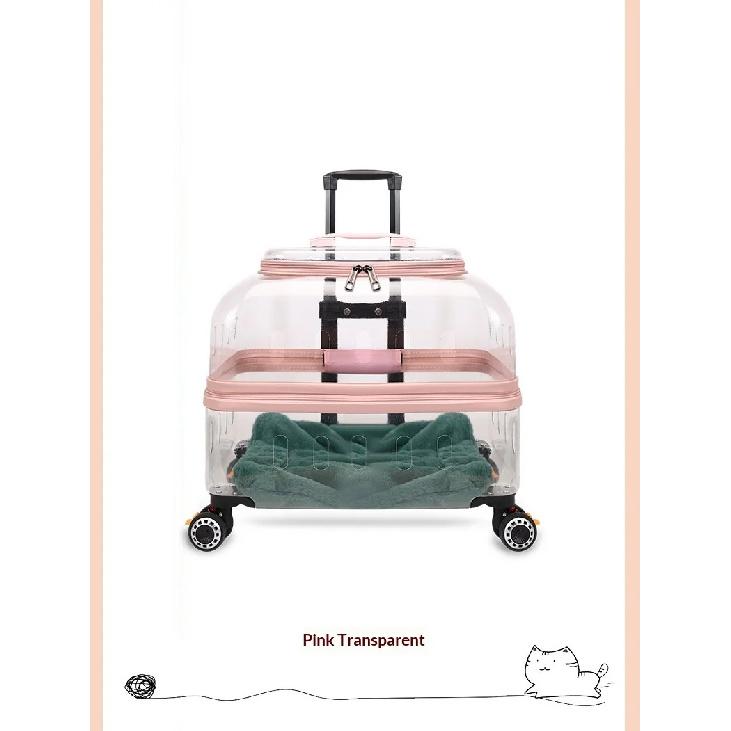 Dog Cat Transparent Bubble Carrier Airline Approved Hard Shell Portable Rolling Luggage Travel Case Dog Stroller Dog Car