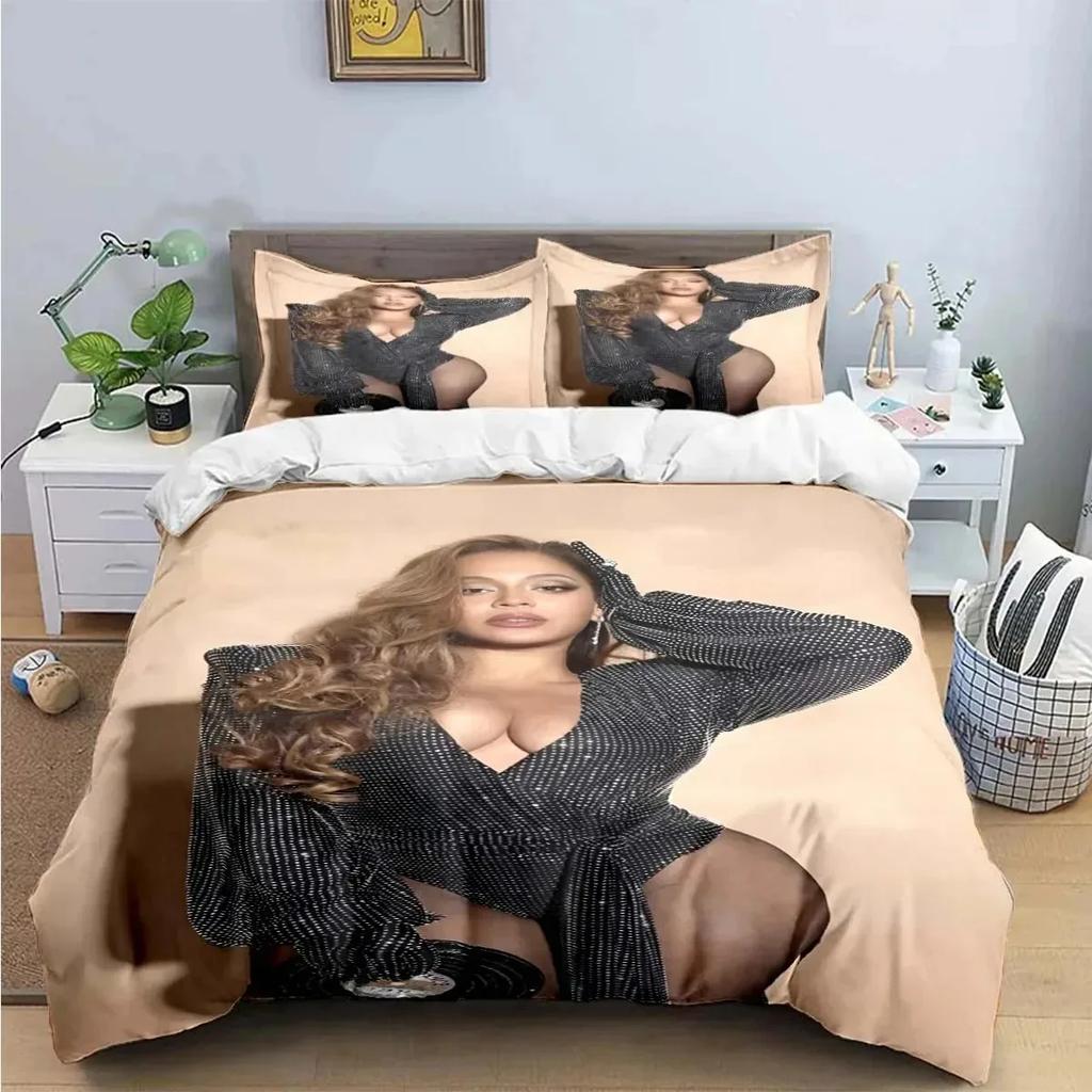 Pop Sängerin B-Beyonce Bettwäscheset Jungen Mädchen Einzelbett Queen King Size Bettbezug Kissenbezug Bett Jungen Erwachsene Heimtextilien