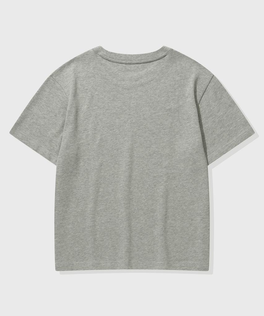 KIIMUIR [Crop] Offbeat Sunday Crop Short Sleeve T-Shirt_Melange Gray