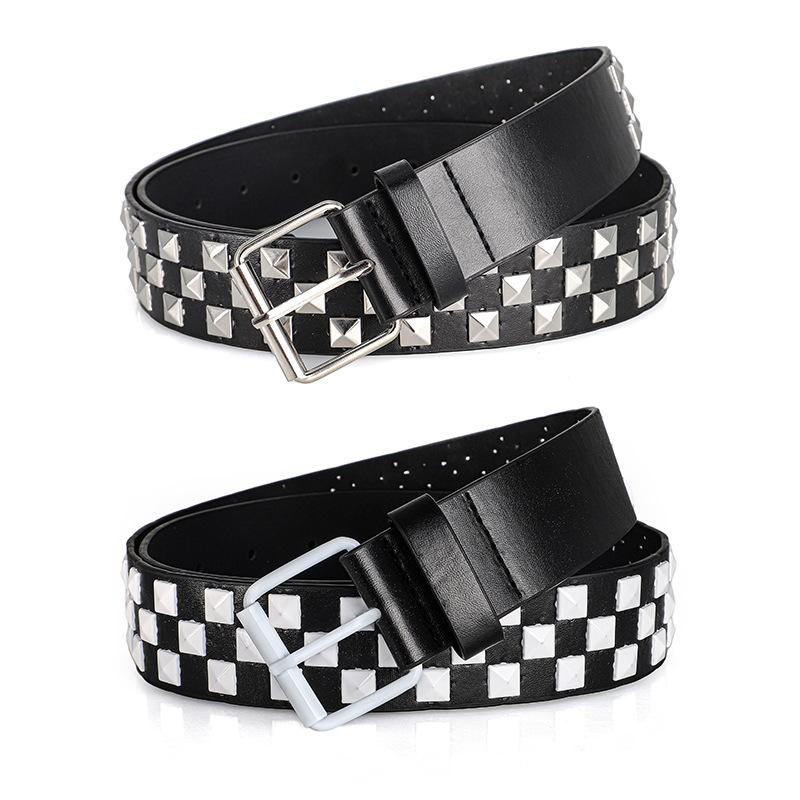 1Pc Fashionable Unisex Rivet Belt Punk HipHop Rock Y2K Style Dopamine Color Handsome Street Casual Daily Wear Belt,For Men Women
