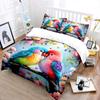 Two Lovebirds In Love Flowers Pattern Duvet Cover Set Digital Print Polyester Bedding with Zipper Closur for Kids Gifts