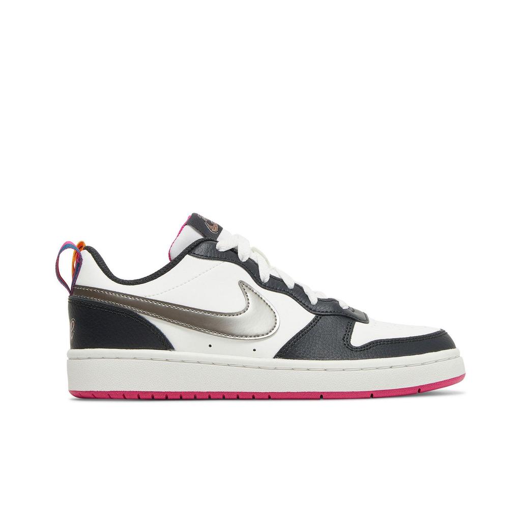 Nike Court Borough Low 2 SE Grade School 'Summit White Pink Prime' (Unisex) Summit White / Off Noir / Pink Prime / Metallic Pewter