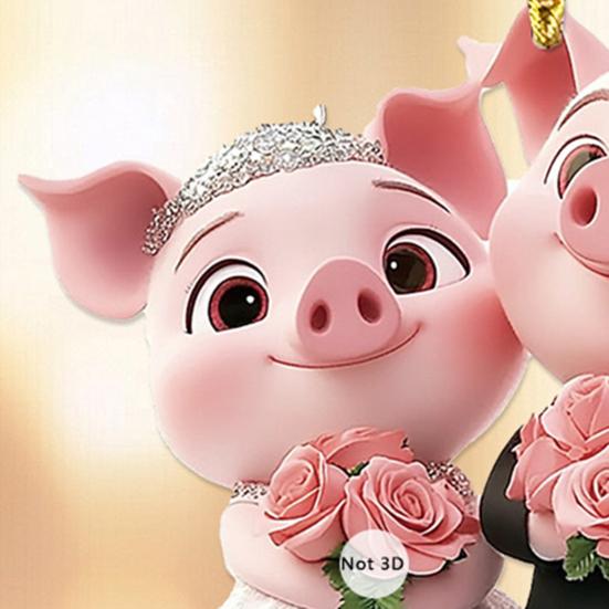Pig Car Hanging Ornament 2D Acrylic Valentine’s Day Decoration Cute Love Theme Pendant for Rearview Mirror Wedding Party Decor