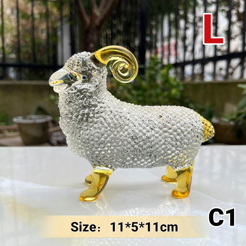 Crystal Sheep Figurine 2027 Zodiac Sheep Statue Home Desktop Bookshelf Office Ornament Sheep Decor Feng Shui Bring Fortune
