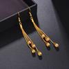 Japanese and Korean Women's Olive Beads Temperament Fringed Long Ear Hook Earrings Jewelry