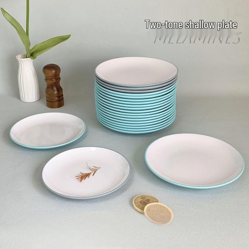 Thickened Two-Tone Melamine Round Serving Plate