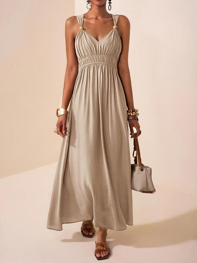 Elegant Deep V-Neck Sleeveless A-Line Dress, Spring/Summer 2026 Collection