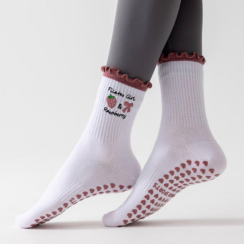 Women's Non-slip Lace Pilates & Yoga Socks - Scalloped Design for Outdoor Training & Dance
