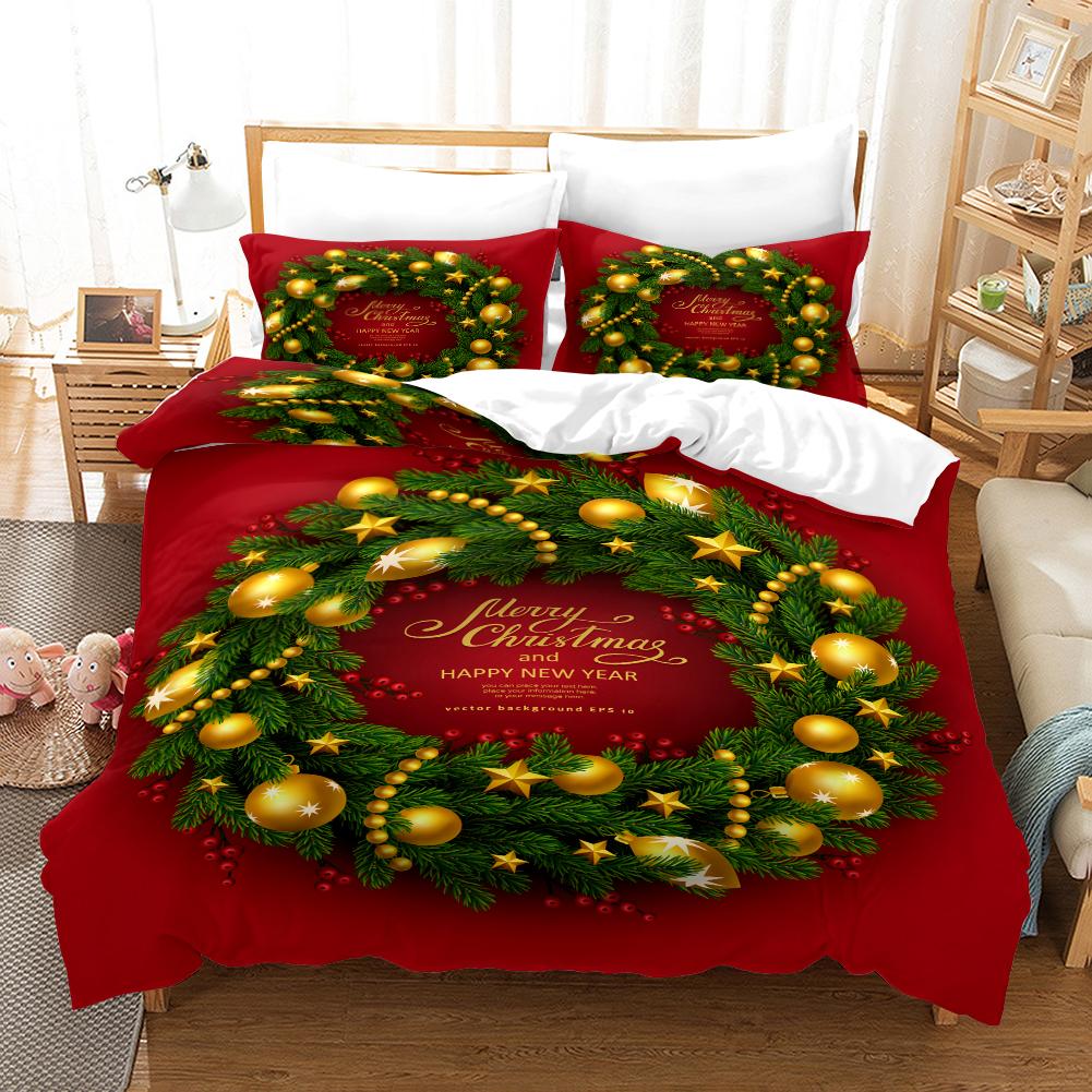 Christmas Style Digital Printed Duvet Kit - Polyester - Bedroom Decor -1 Bed Cover +2 Pillowcases (no pillow core)