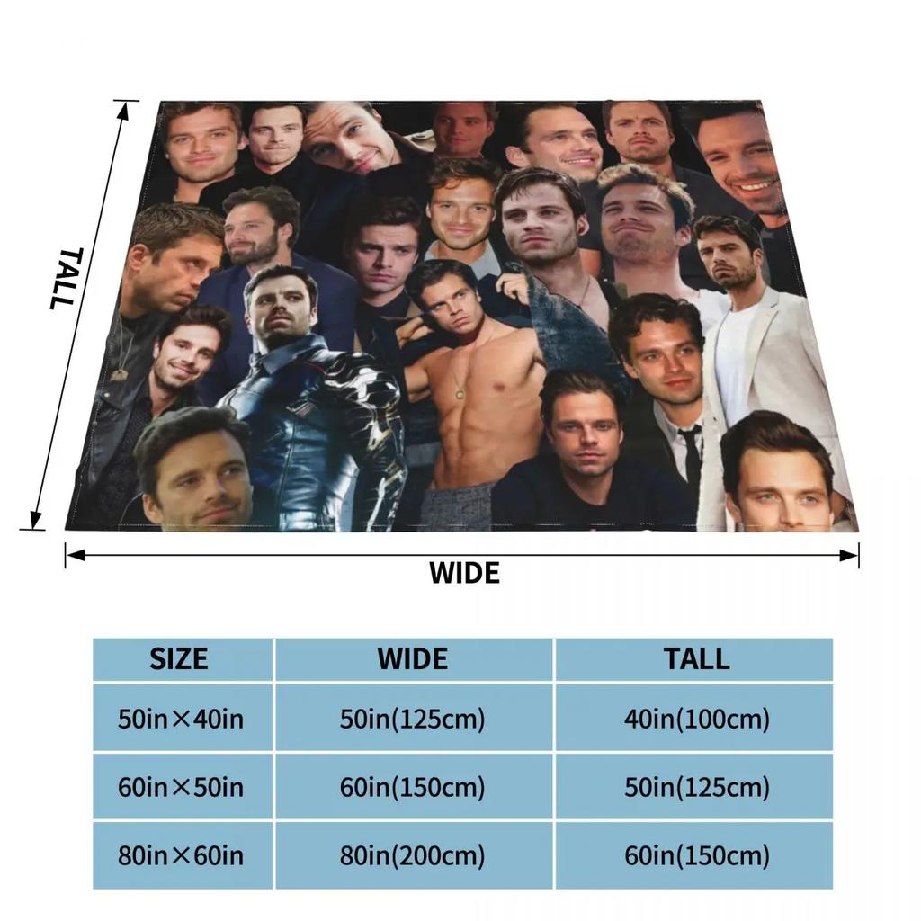 Sebastian Stan Collage Anime Blanket Fleece Textile Decor Breathable Lightweight Throw Blankets for Home Bedroom Quilt