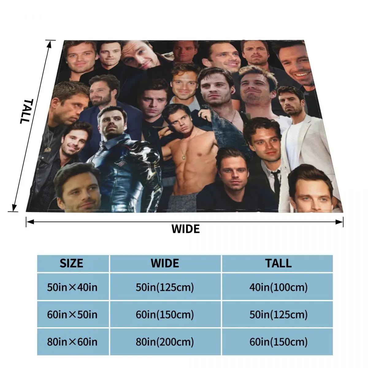 Себастьян Стэн Коллаж Аниме Плед Флисовый Текстиль Декор Дышащий Легкий Пледы для Дома Спальни Одеяло 75x90cm