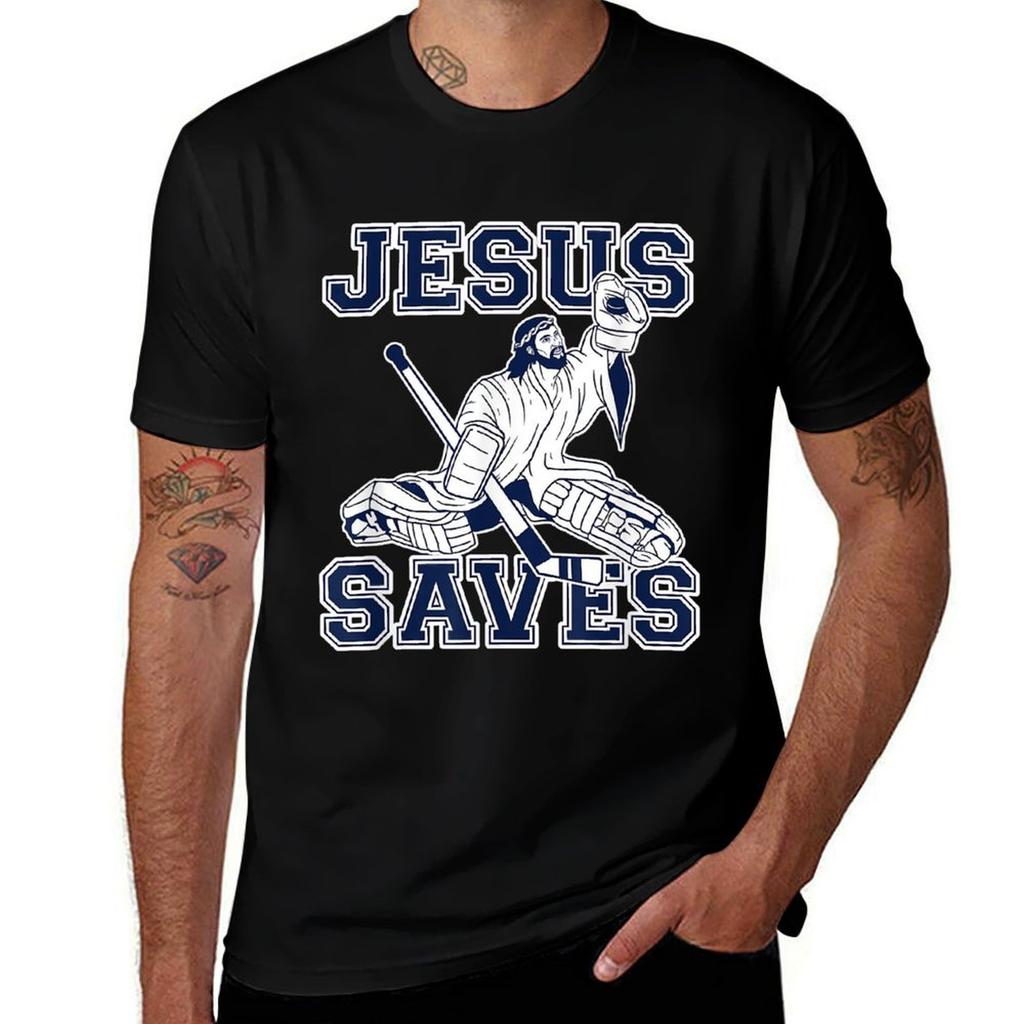 T T-Shirt Shir t high Goalie Shir shirts - Hockey man Saves - Jesus quality cotton luxury Funny shirt Shir