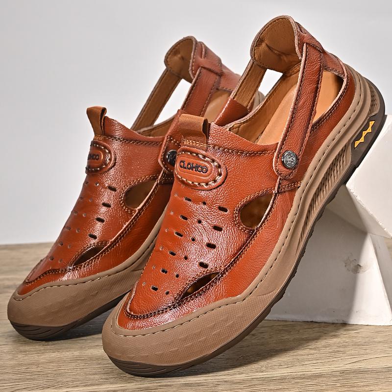 

Fashion 2025 Outdoor Brand Comfortable Thick Soled Men s Sewn Beach Shoes Summer Fashion New Men s Breathable Anti Slip Toe Sandals 44 коричневый