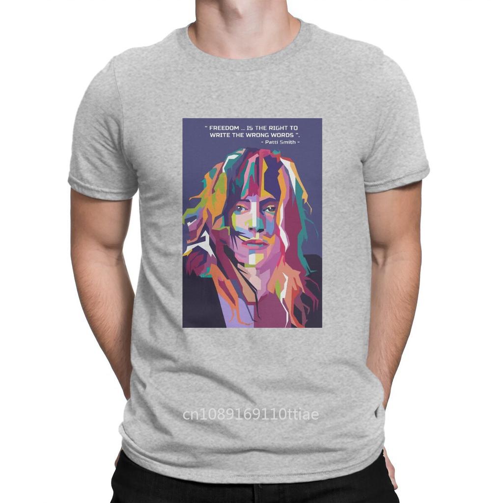 Patti Smith Creative TShirt for Men Best Quotes From Patti Smith In Wpap Round Neck Basic T Shirt Distinctive Gift Clothes Tops