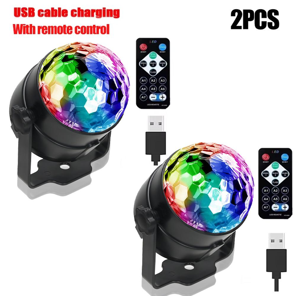 LED Stage Disco Light Rotating DJ Ball Strobe Colorful Magic Dance Car Ambient RGB Christmas Gift Party Club Car Laser Show Lamp