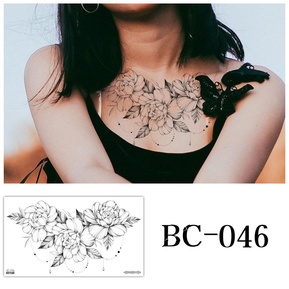 Waterproof Sexy Floral Tattoo Stickers for Chest & Clavicle
