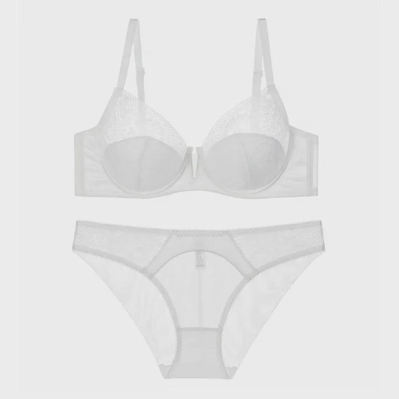 "Lace Half-Cup Push-Up Bra & Panty Set – Seamless and Sexy"