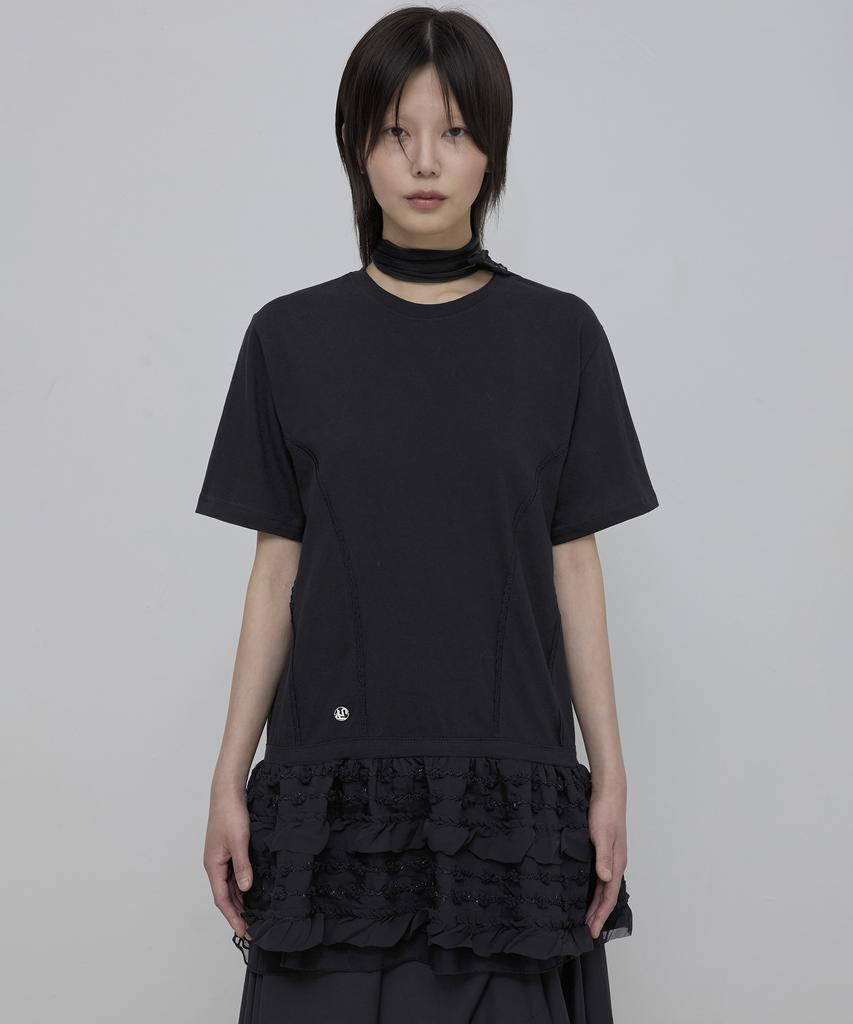 Peulleeoeob Layered Frill T-Shirt (Fl-167_Black)