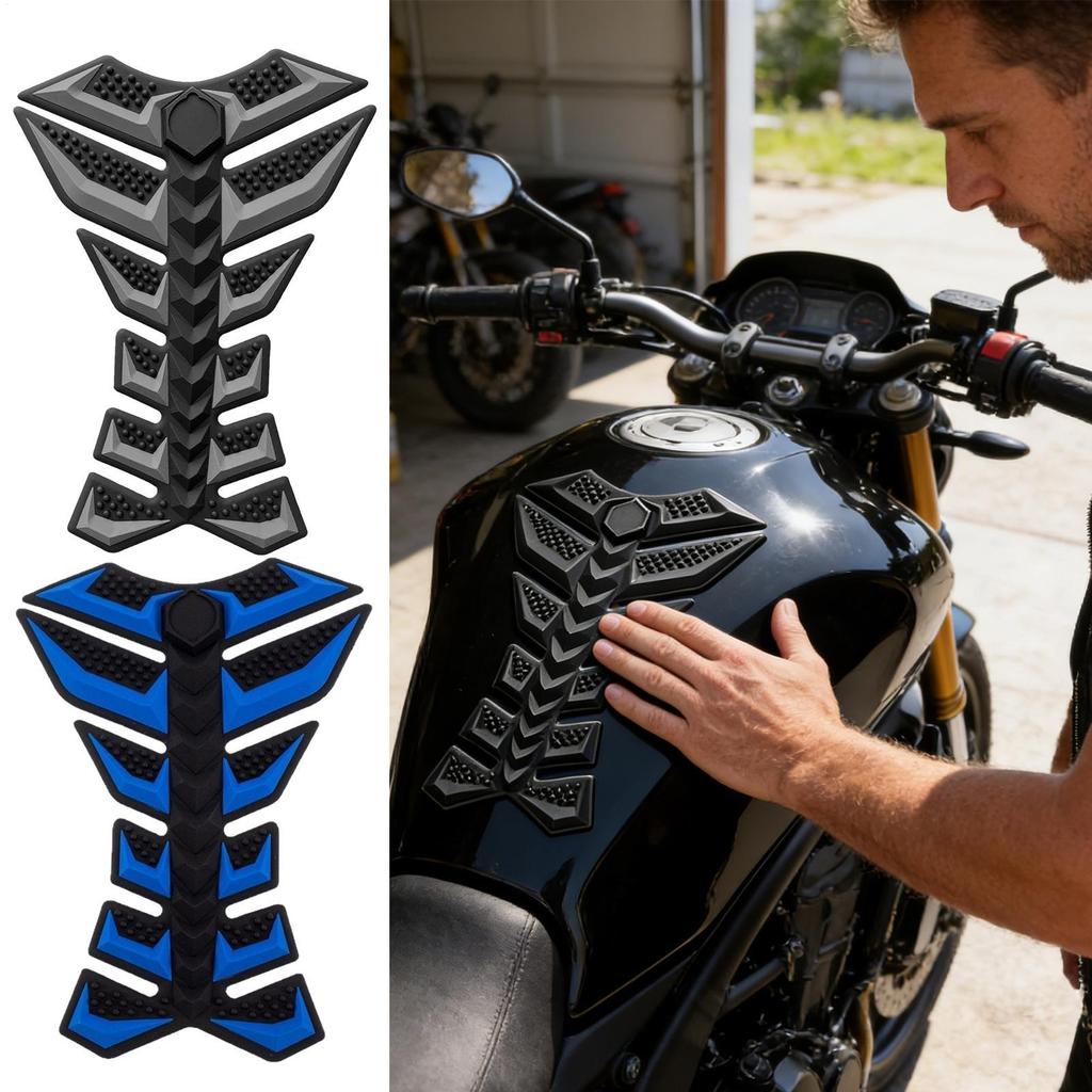 Motorcycle Stickers And Decals 3D Rubber Pad Fish Bone Design Protector Motorcycle Tank Pad Sticker For Adults Oil Tank Street