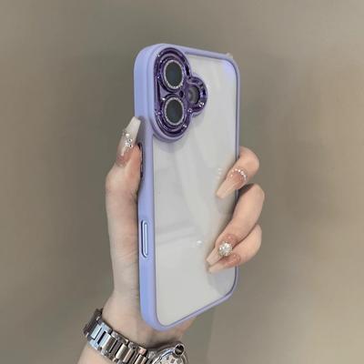 Luxury Acrylic Clear Case For iPhone 16 Pro Max Flash Diamond Lens Soft Silicone Cover For iPhone 15 14 13 12 11 Pro Max Plus