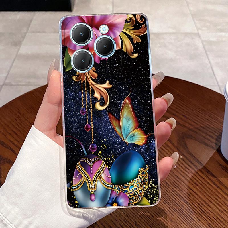 For Infinix Hot 40 Pro Case X6837 Aesthetic Cute Cat Casing Soft TPU Bumper Infinix Hot40Pro 40i Transparent Silicone Back Cover