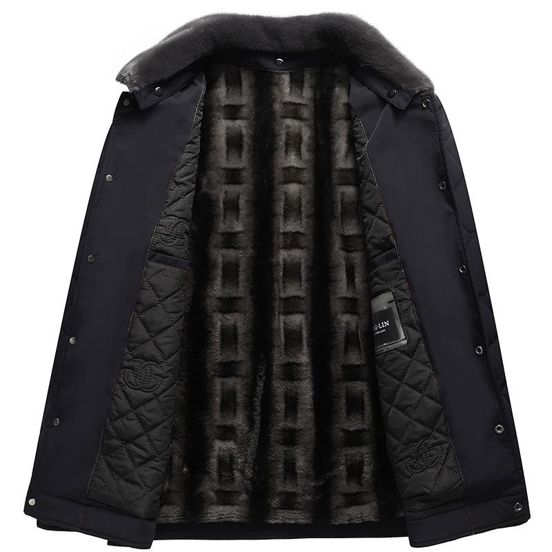 Men's Short Business Lapel Warm Casual Cotton Coat Middle-aged Men's Cotton-padded Jacket Dad Autumn and Winter Clothing