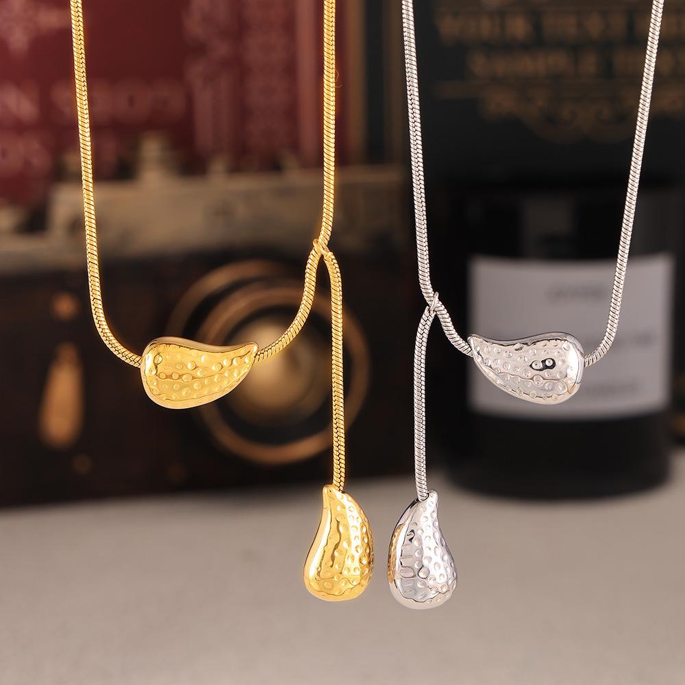 European & American Tassel Water Drop Necklace - Light Luxury Layered Design In Titanium Steel with 18K Gold Plating