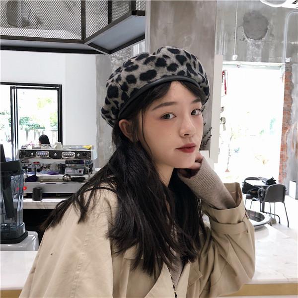 Beret Print Leopard Hat For Women Men Winter Fall Warm And Retro Stylish