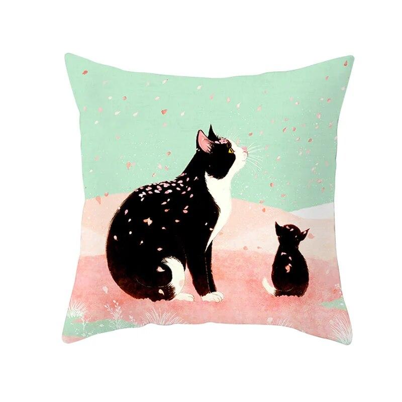 45x45cm Cute Cartoon Cat Pillow Cover Living Room Sofa Office Seat Car Waist Cushion   Home Decoration