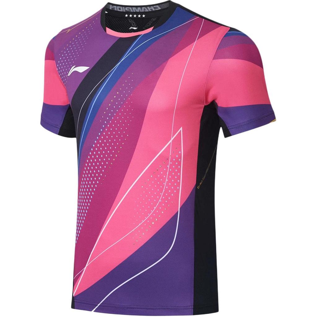 Li Ning Table Tennis Collection T Shirt Men's Fluorescent Lotus Pink AAYT027-1